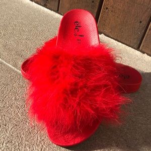 Feathered red slides